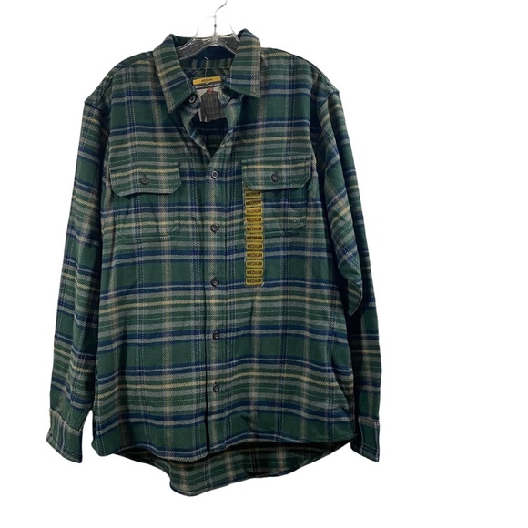 Woolrich Men's Brawny Flannel Shirt Dusty Olive Plaid Pockets Sz M Medium NEW - Picture 1 of 11